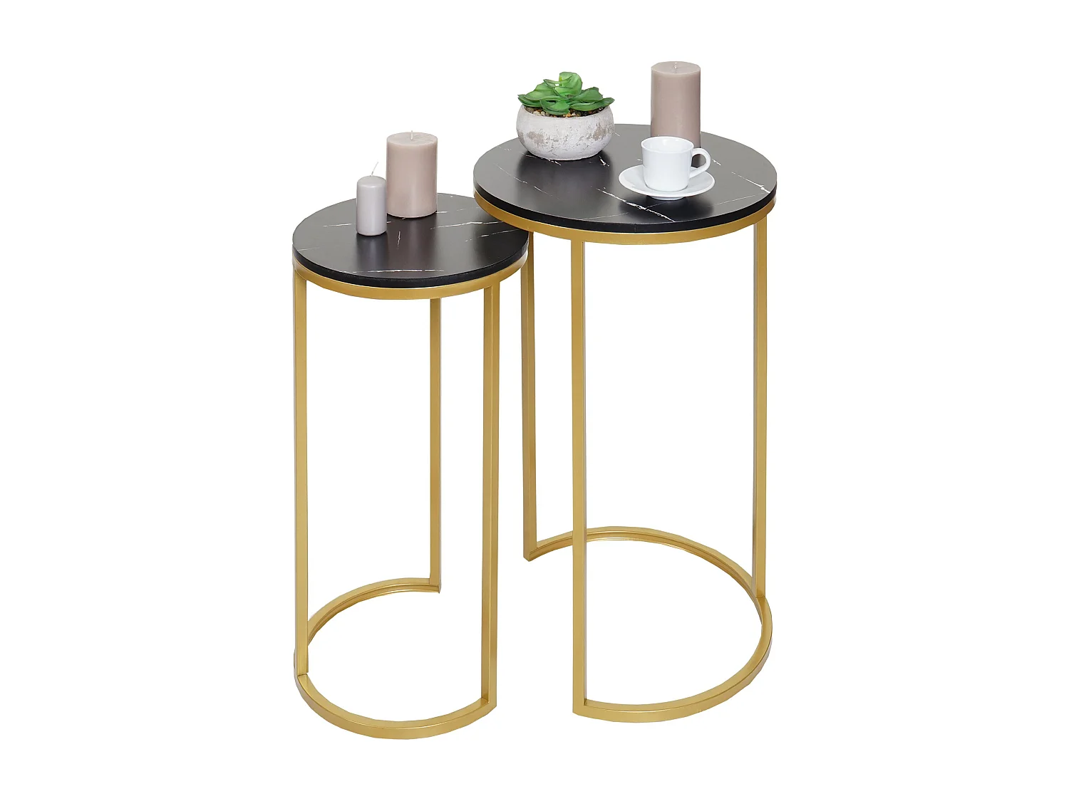 Set van 2 bijzettafels MCW-K46,  zwart-goud