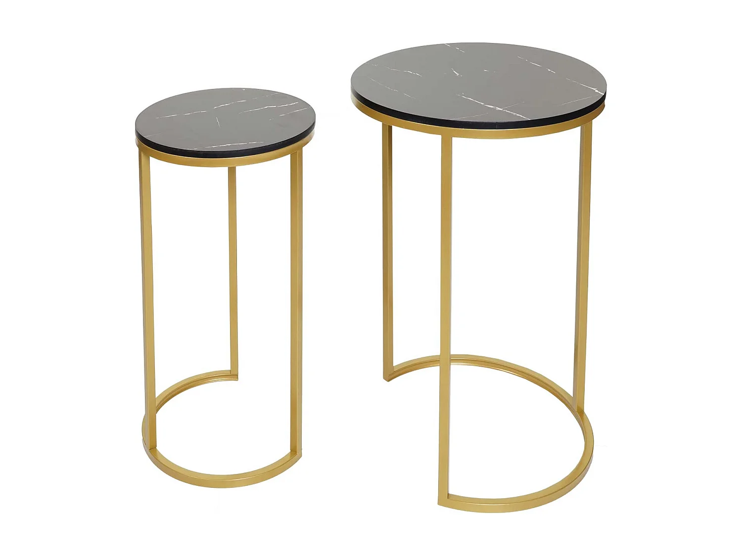 Set van 2 bijzettafels MCW-K46,  zwart-goud