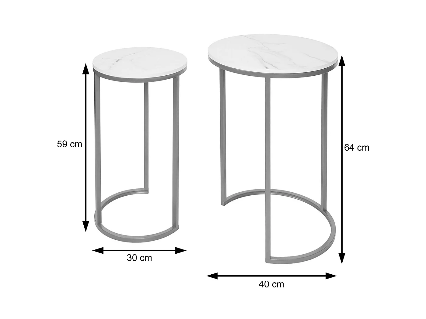 Set 2x tavolini eleganti da salotto MCW-K46 effetto marmo bianco oro