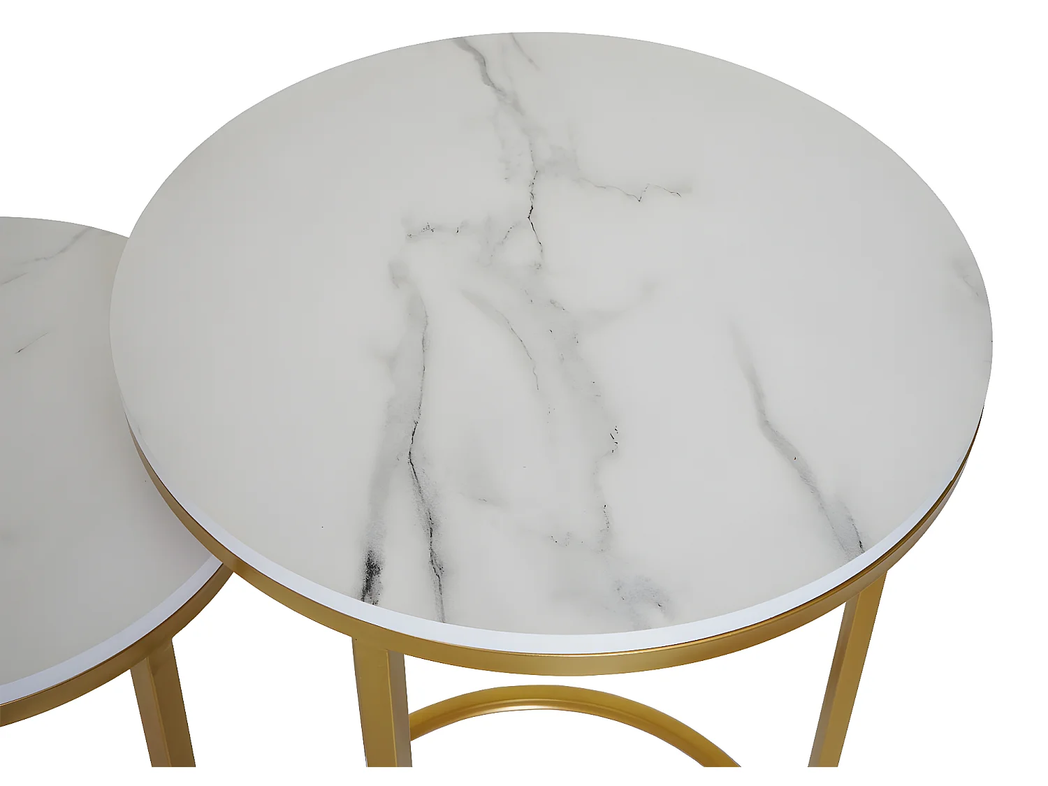 Set 2x tavolini eleganti da salotto MCW-K46 effetto marmo bianco oro