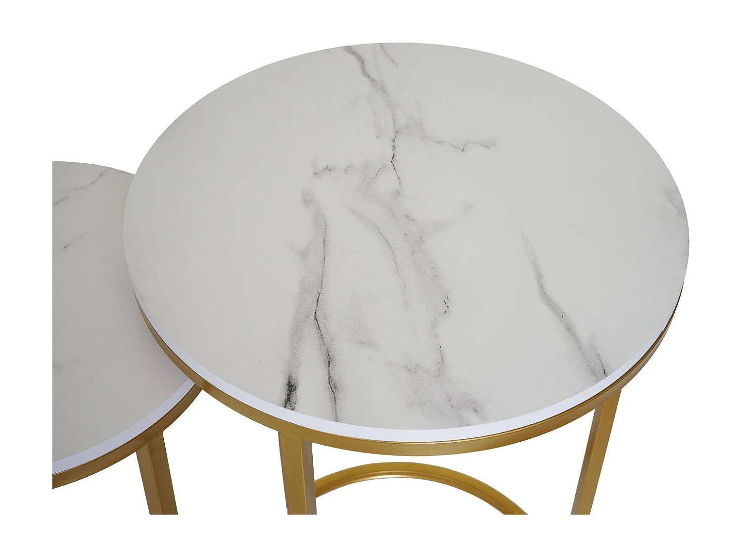 Lot de 2 tables d'appoint MCW-K46,  blanc-or