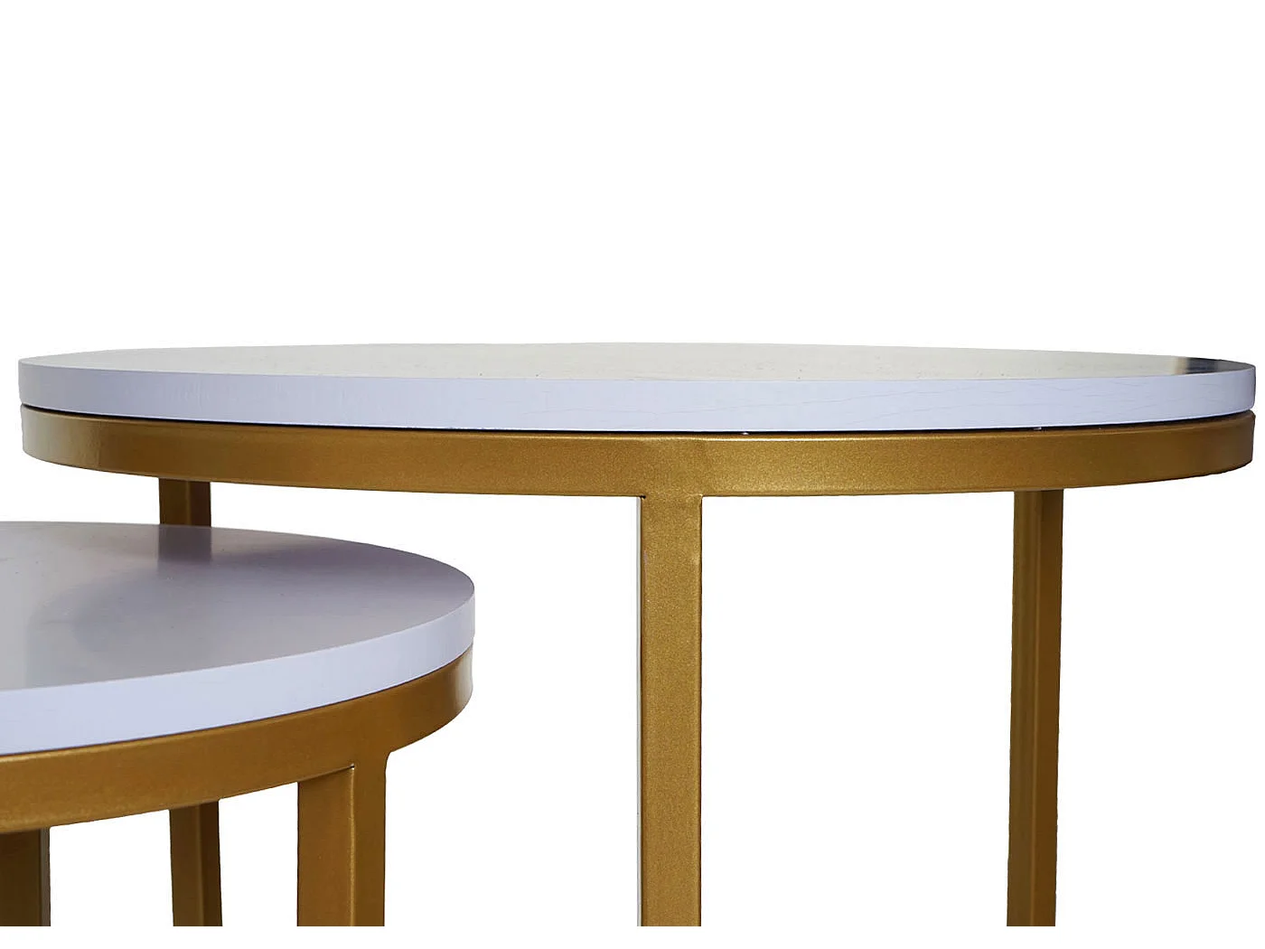 Lot de 2 tables d'appoint MCW-K46,  blanc-or