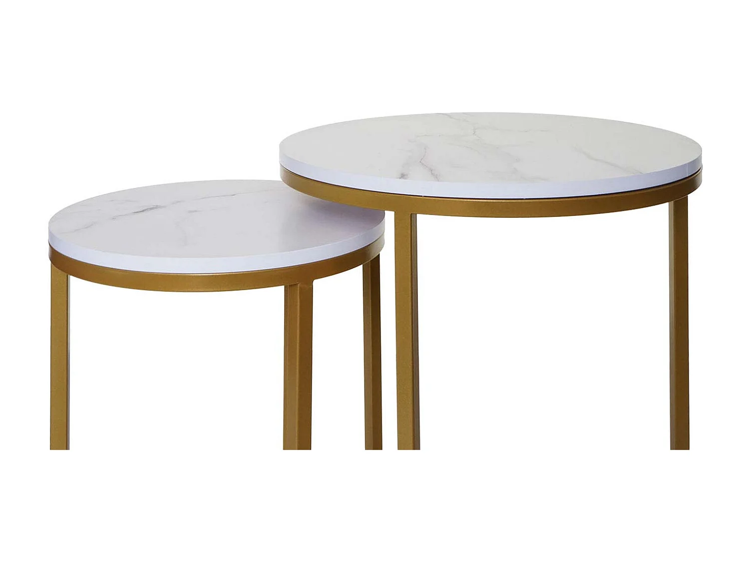 Lot de 2 tables d'appoint MCW-K46,  blanc-or