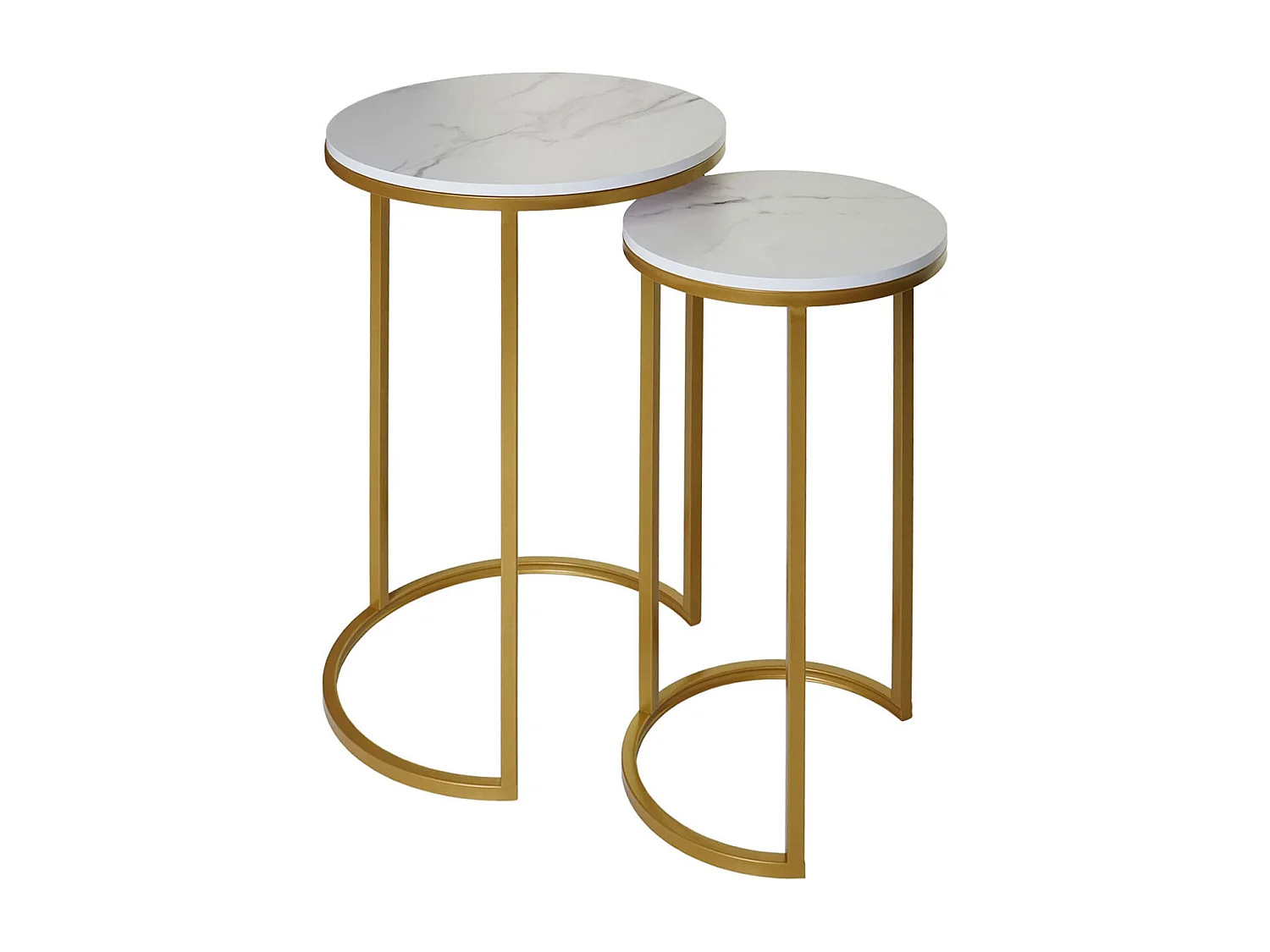 Lot de 2 tables d'appoint MCW-K46,  blanc-or