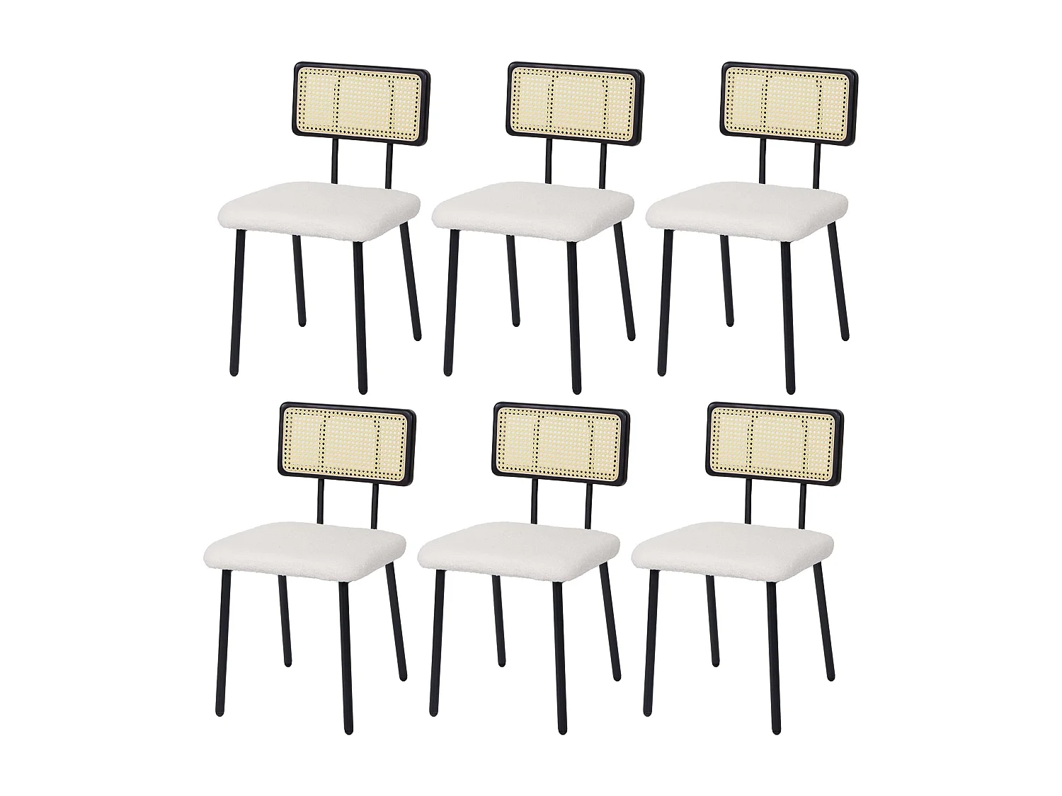 MCW-K88 eetkamerstoel (set van 6),  stof/textiel wit