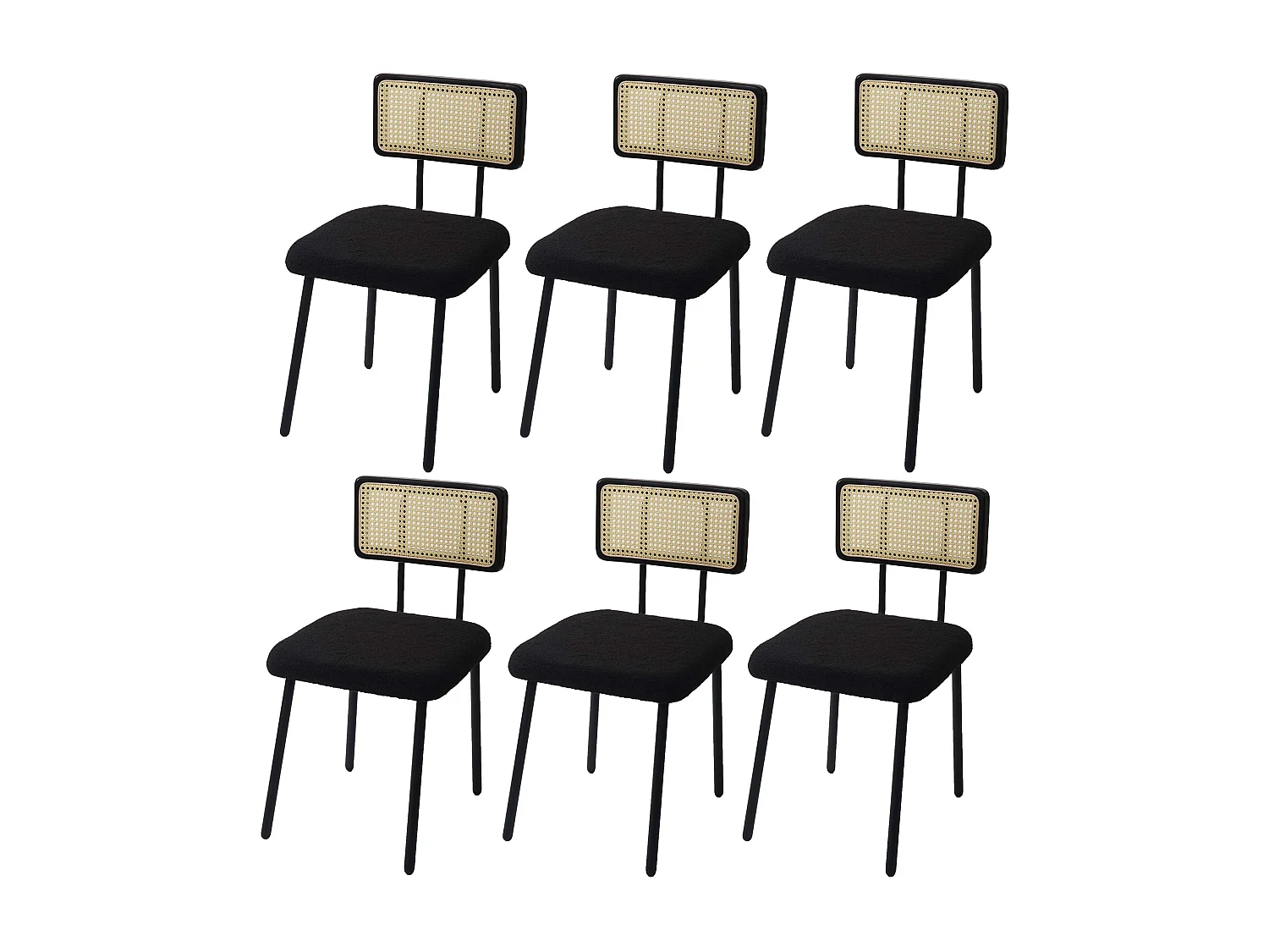 MCW-K88 eetkamerstoel (set van 6),  stof/textiel zwart