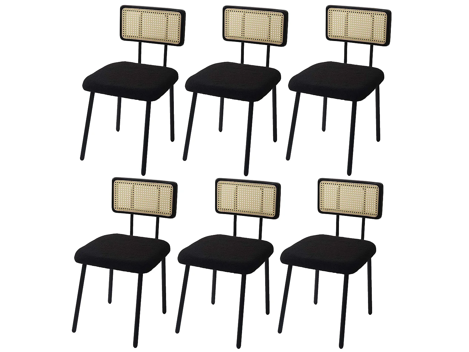 Chaise de salle à manger MCW-K88 (lot de 6),  tissu/textile noir