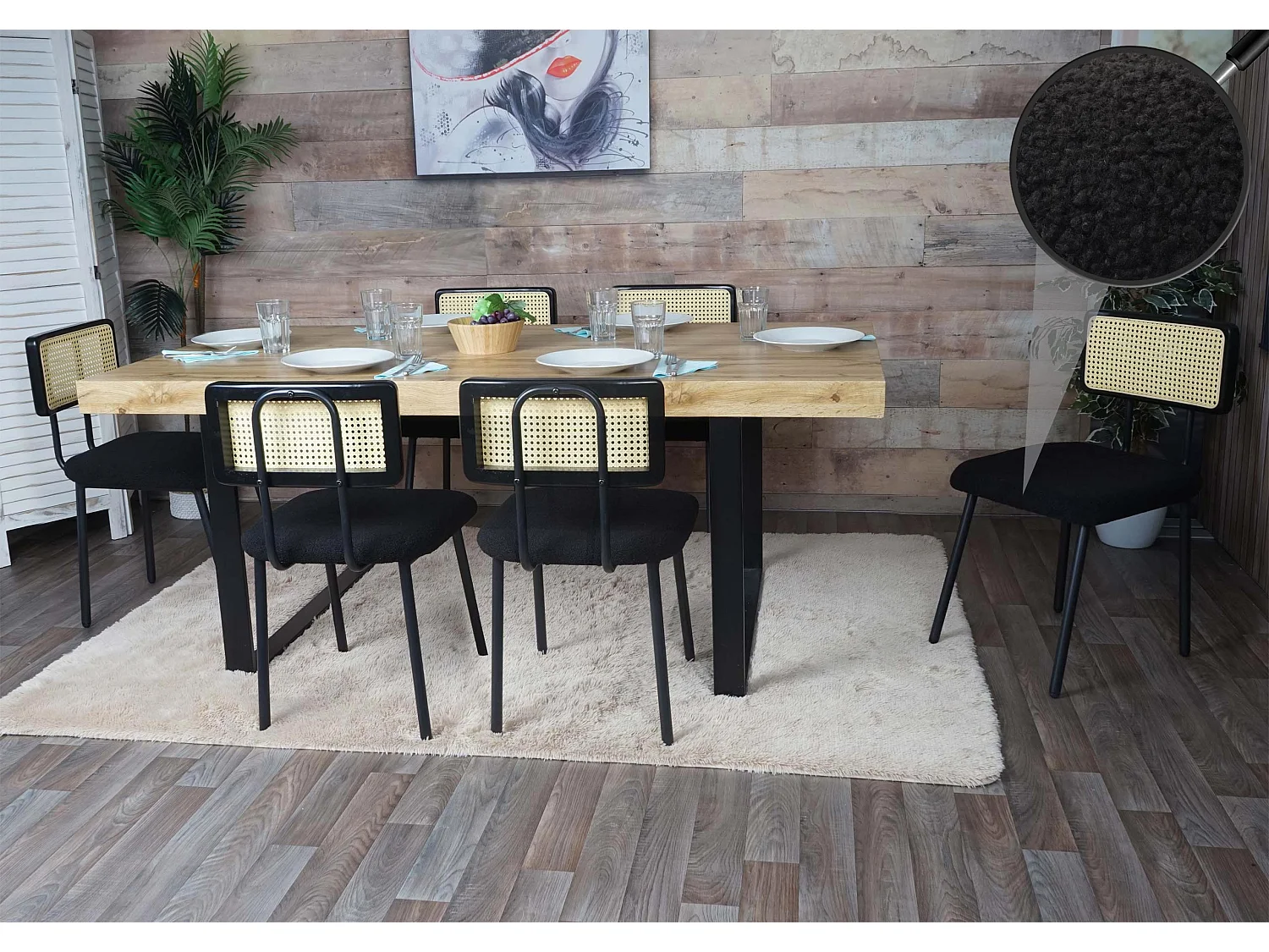 Chaise de salle à manger MCW-K88 (lot de 6),  tissu/textile noir