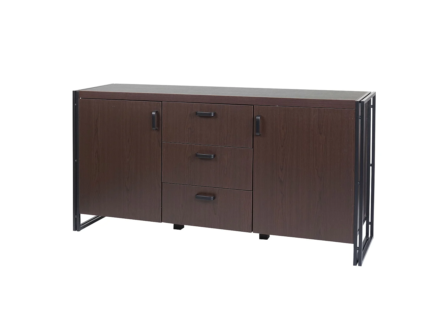 Cassettiera credenza design MCW-A27 40x160x80cm metallo MDF marrone scuro