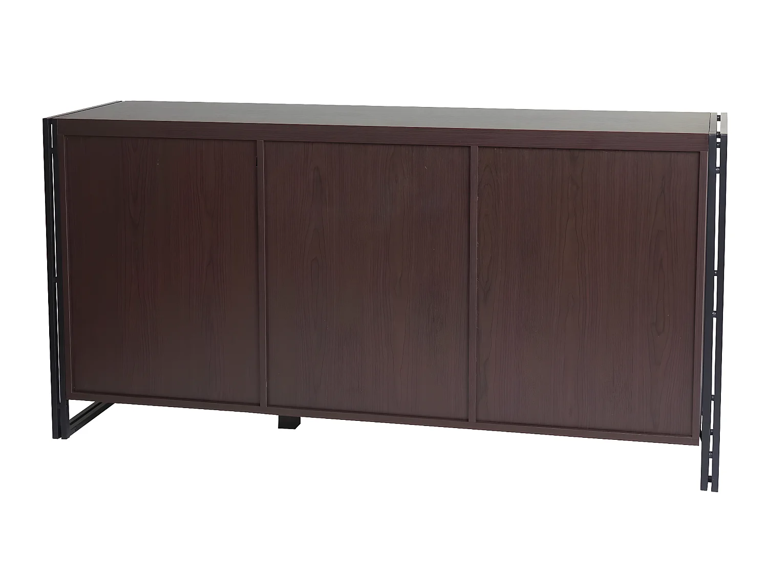Cassettiera credenza design MCW-A27 40x160x80cm metallo MDF marrone scuro
