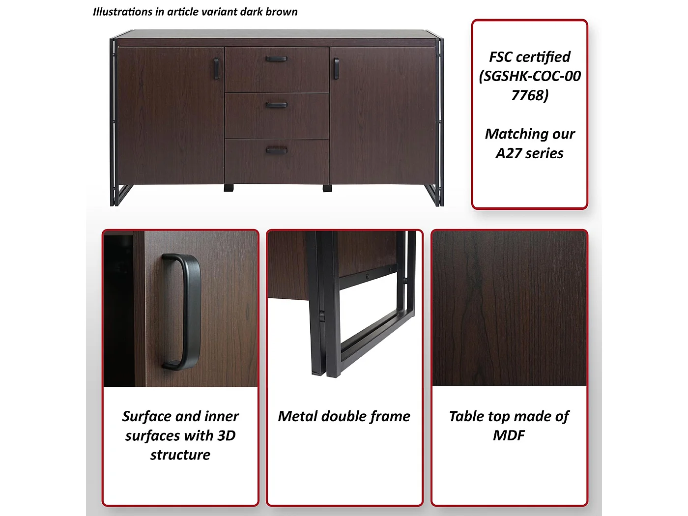 Sideboard MCW-A27,  wild oak finish
