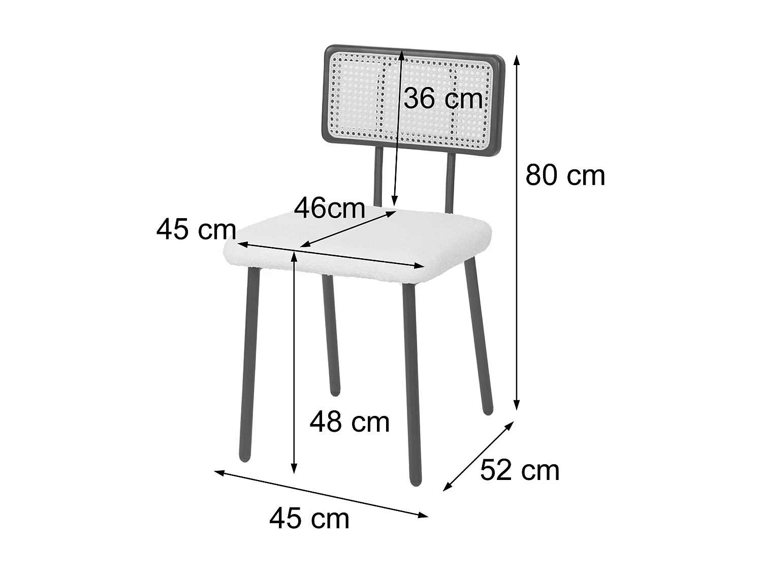 Krzesło do jadalni MCW-K88 (zestaw 2 sztuk),  tkanina/tekstylia czarny
