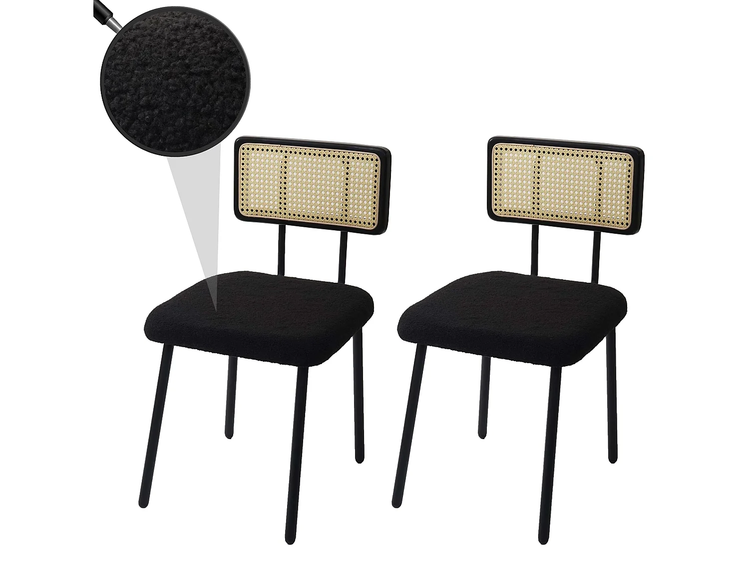 Krzesło do jadalni MCW-K88 (zestaw 2 sztuk),  tkanina/tekstylia czarny