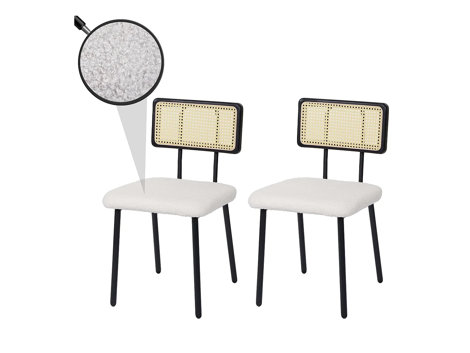Chaise de salle à manger MCW-K88 (lot de 2),  tissu/textile blanc