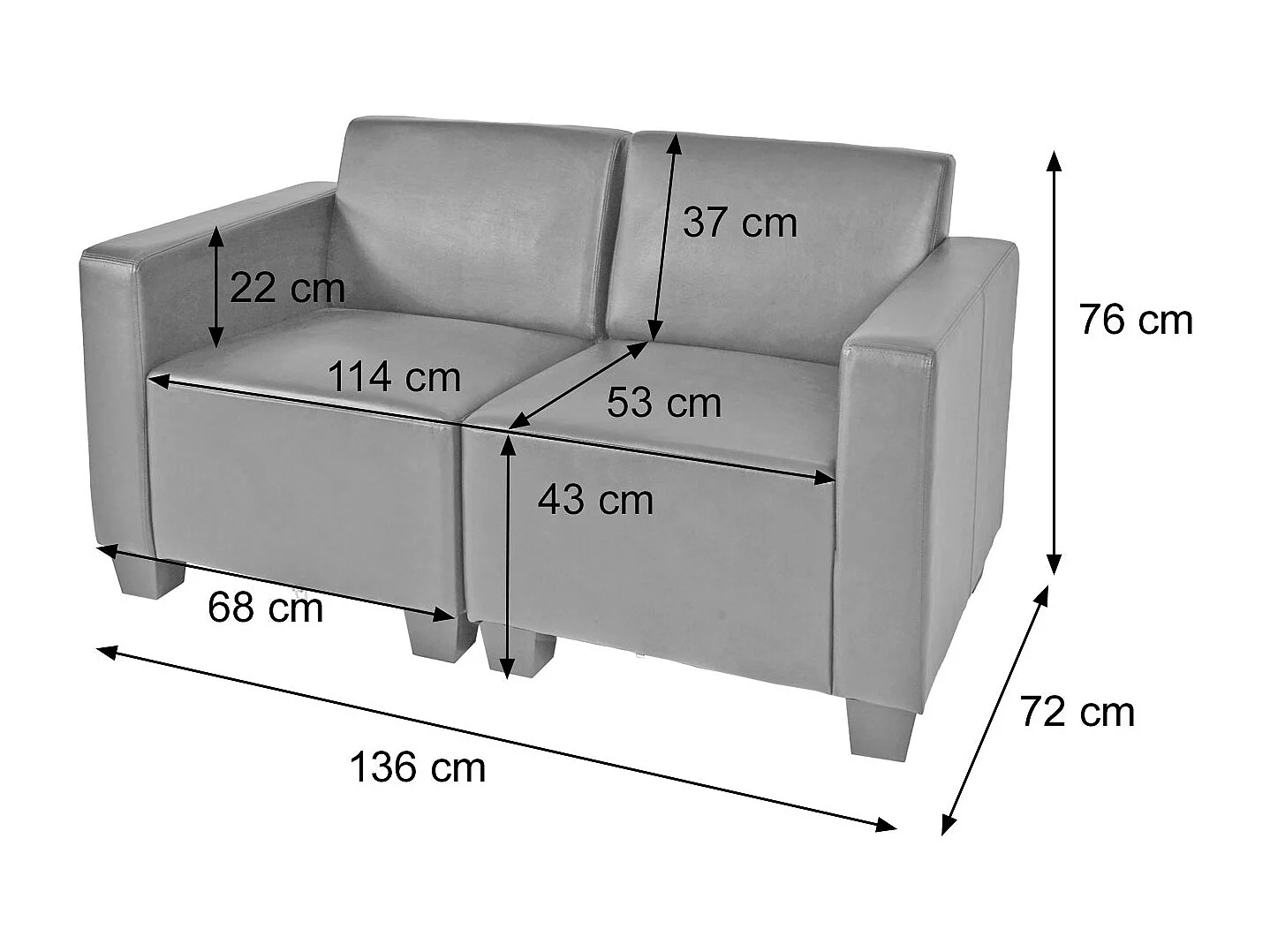 2-Sitzer Sofa Moncalieri, Creme