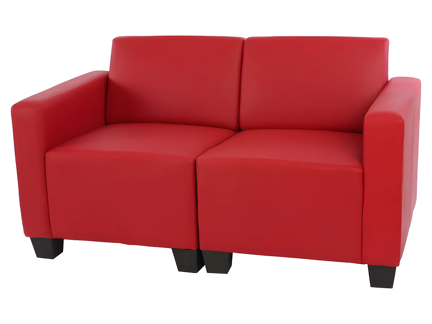 Canapé 2 places Moncalieri,  simili-cuir, rouge