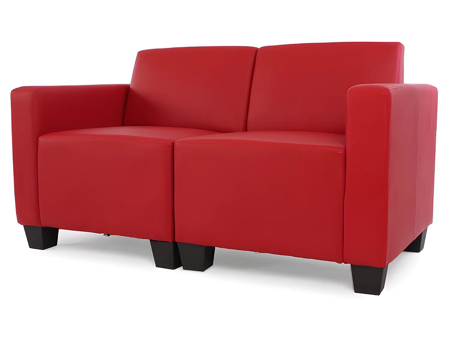 Canapé 2 places Moncalieri,  simili-cuir, rouge