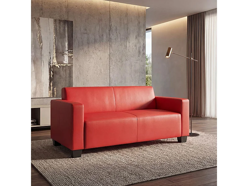 Salotto modulare componibile lounge moderno Lione N71 ecopelle divano 2 posti rosso