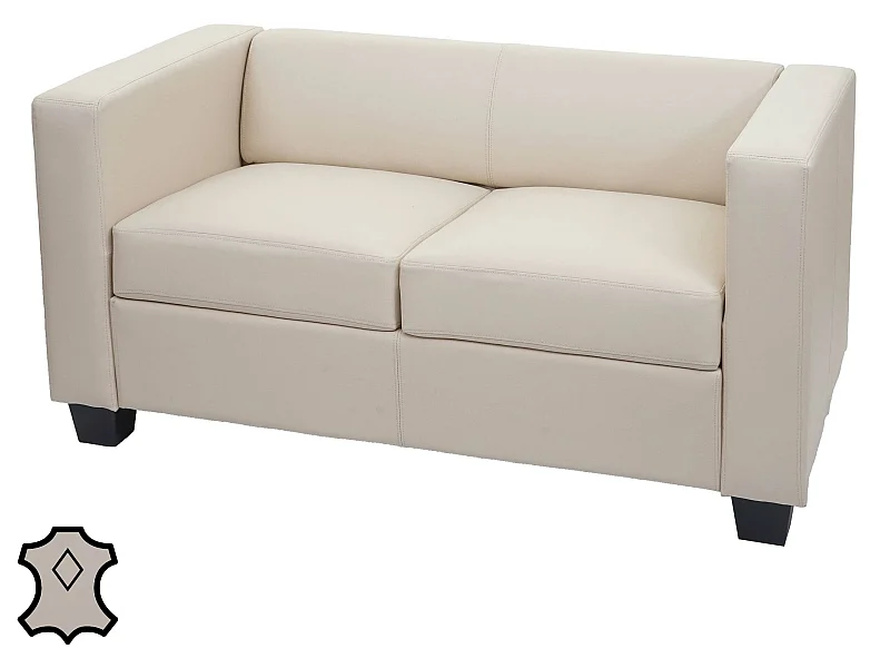 Divano sofa 2 posti lounge moderno elegante serie Lille M65 70x75x137cm pelle avorio