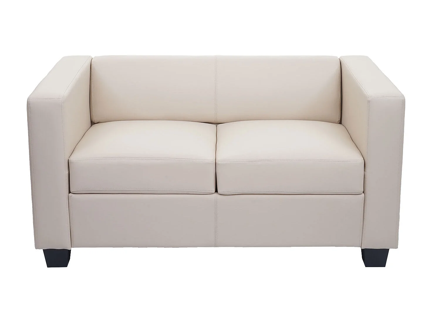 Divano sofa 2 posti lounge moderno elegante serie Lille M65 70x75x137cm ~ pelle avorio
