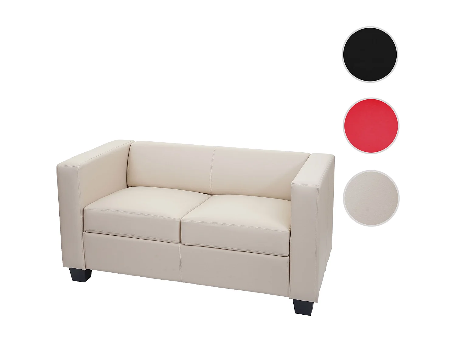 Divano sofa 2 posti lounge moderno elegante serie Lille M65 70x75x137cm ~ pelle avorio