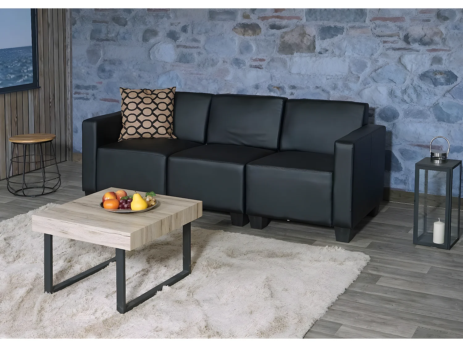 Sofa 3-osobowa Moncalieri,  czarny