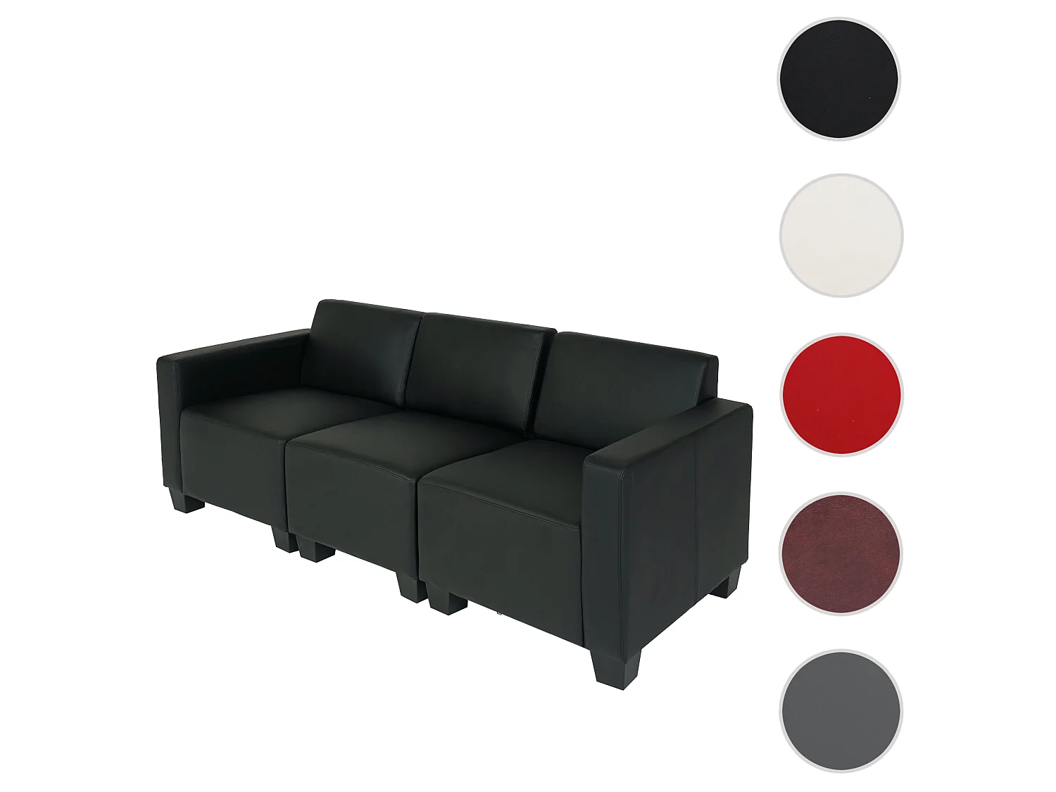 Sofa 3-osobowa Moncalieri,  czarny