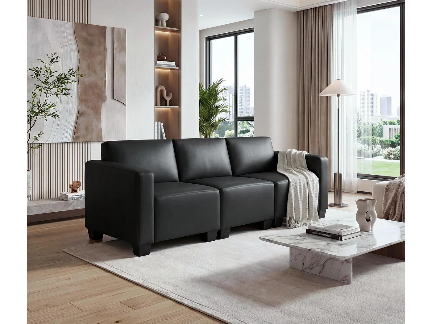 3-osobowa sofa Moncalieri,  czarna