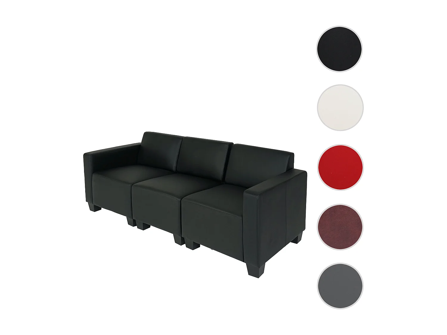 3-osobowa sofa Moncalieri,  czarna