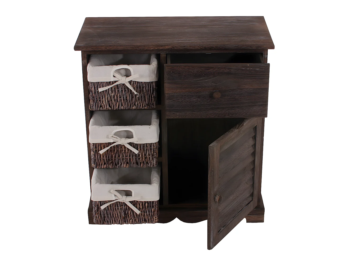 Commode Armoire avec 3 paniers,  marron