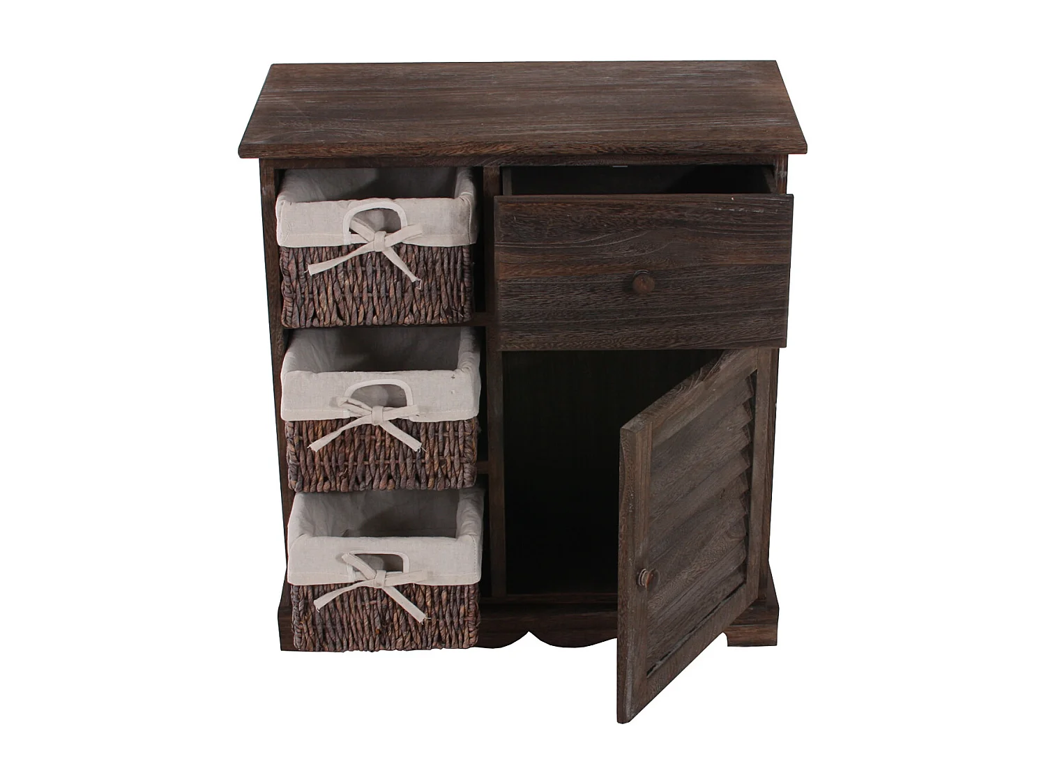 Komoda z 3 koszami,  brązowa