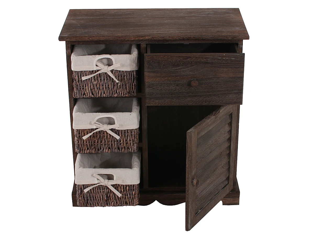 Komoda z 3 koszami,  brązowa