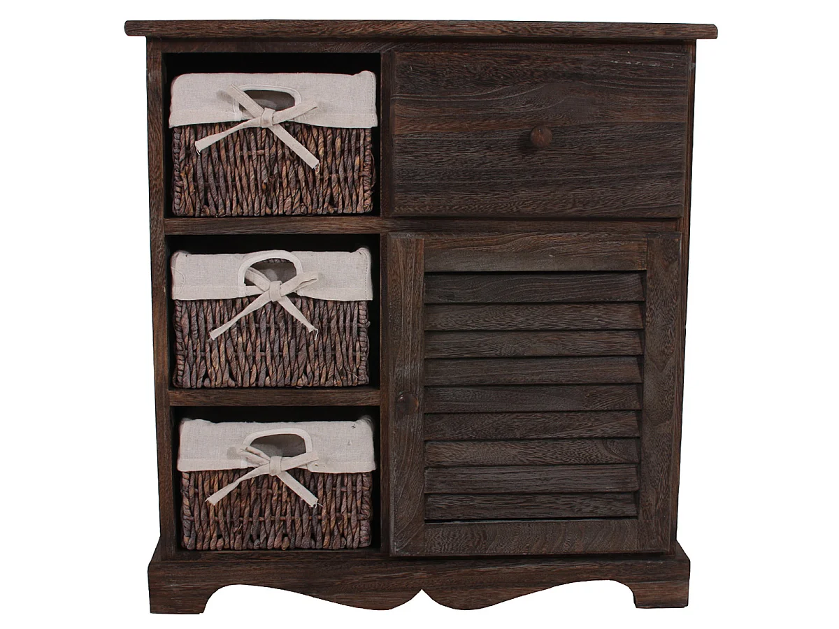 Komoda z 3 koszami,  brązowa