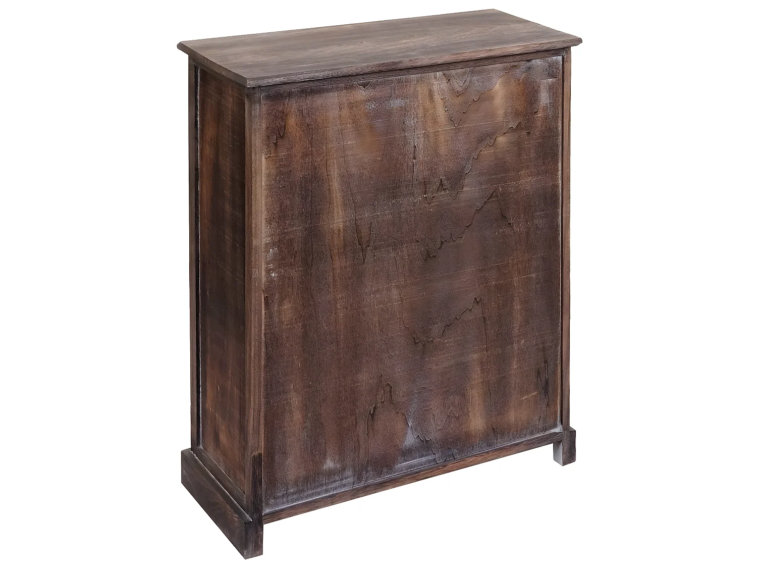 Cassettiera con 3 ceste shabby vintage MCW-H21 legno paulonia marrone