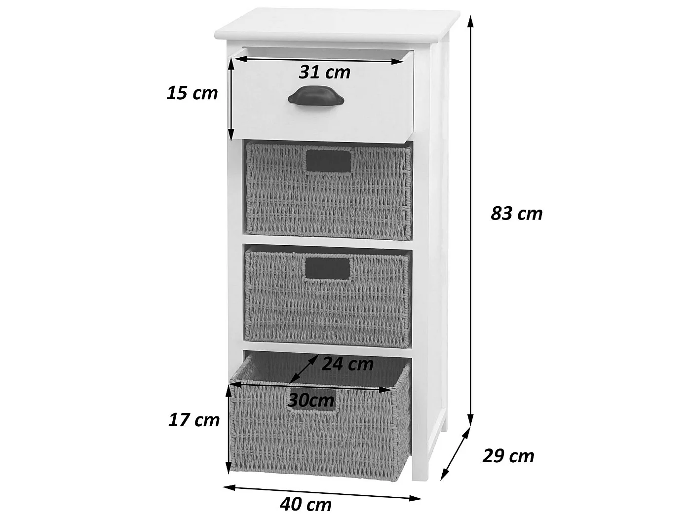Cómoda MCW-K84 con cestas,  natural, cestas marrón claro
