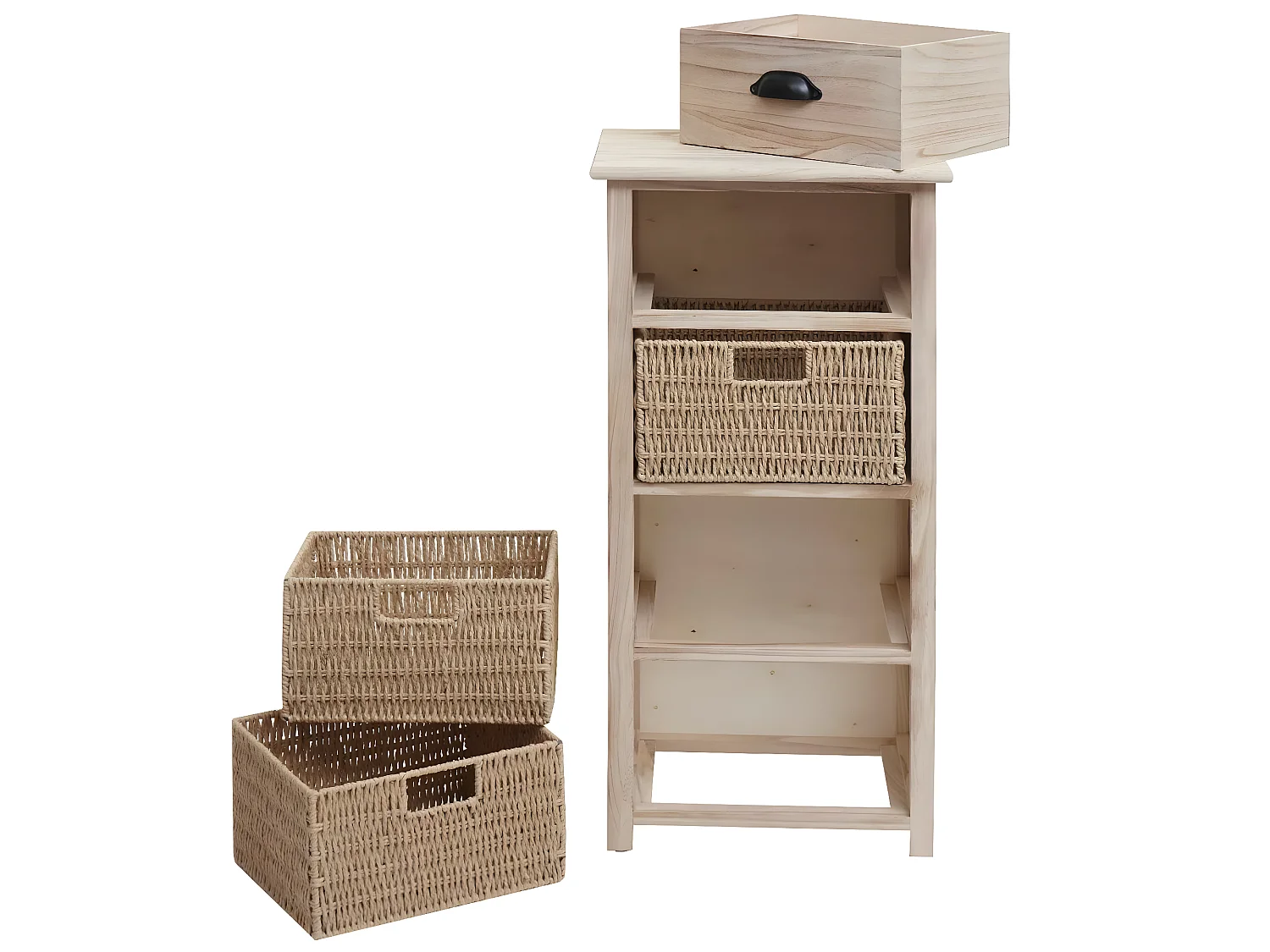 Cómoda MCW-K84 con cestas,  natural, cestas marrón claro