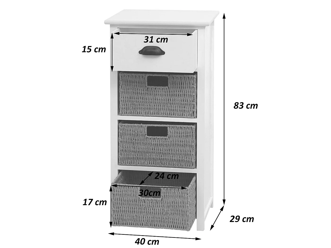 Commode MCW-K84 met manden,  naturel, manden lichtbruin