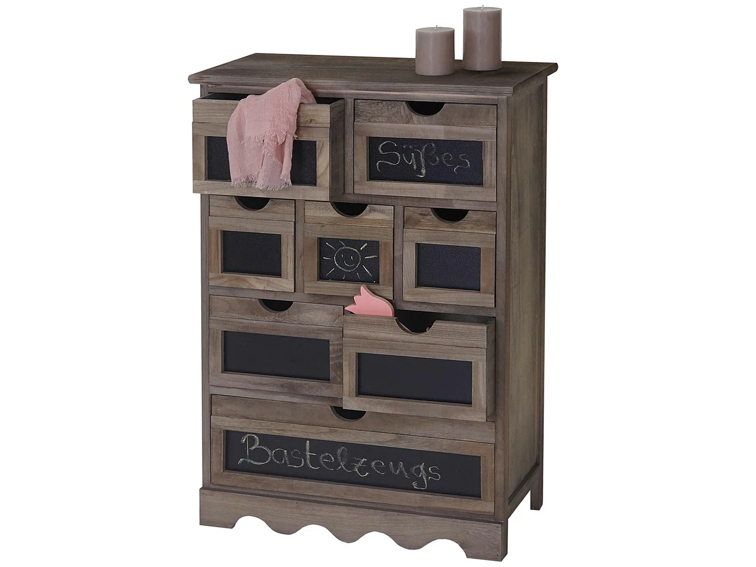 Commode Venlo avec tableau noir look shabby,  marron