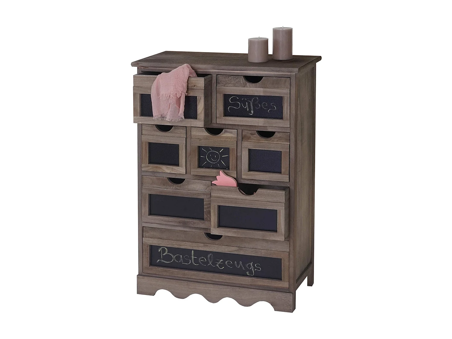 Commode Venlo avec tableau noir look shabby,  marron