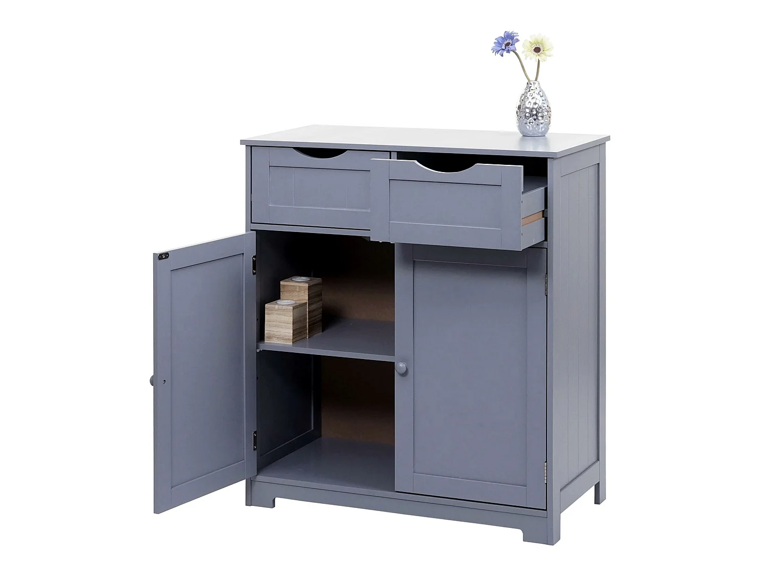 Commode MCW-B65 2 tiroirs 2 portes,  gris