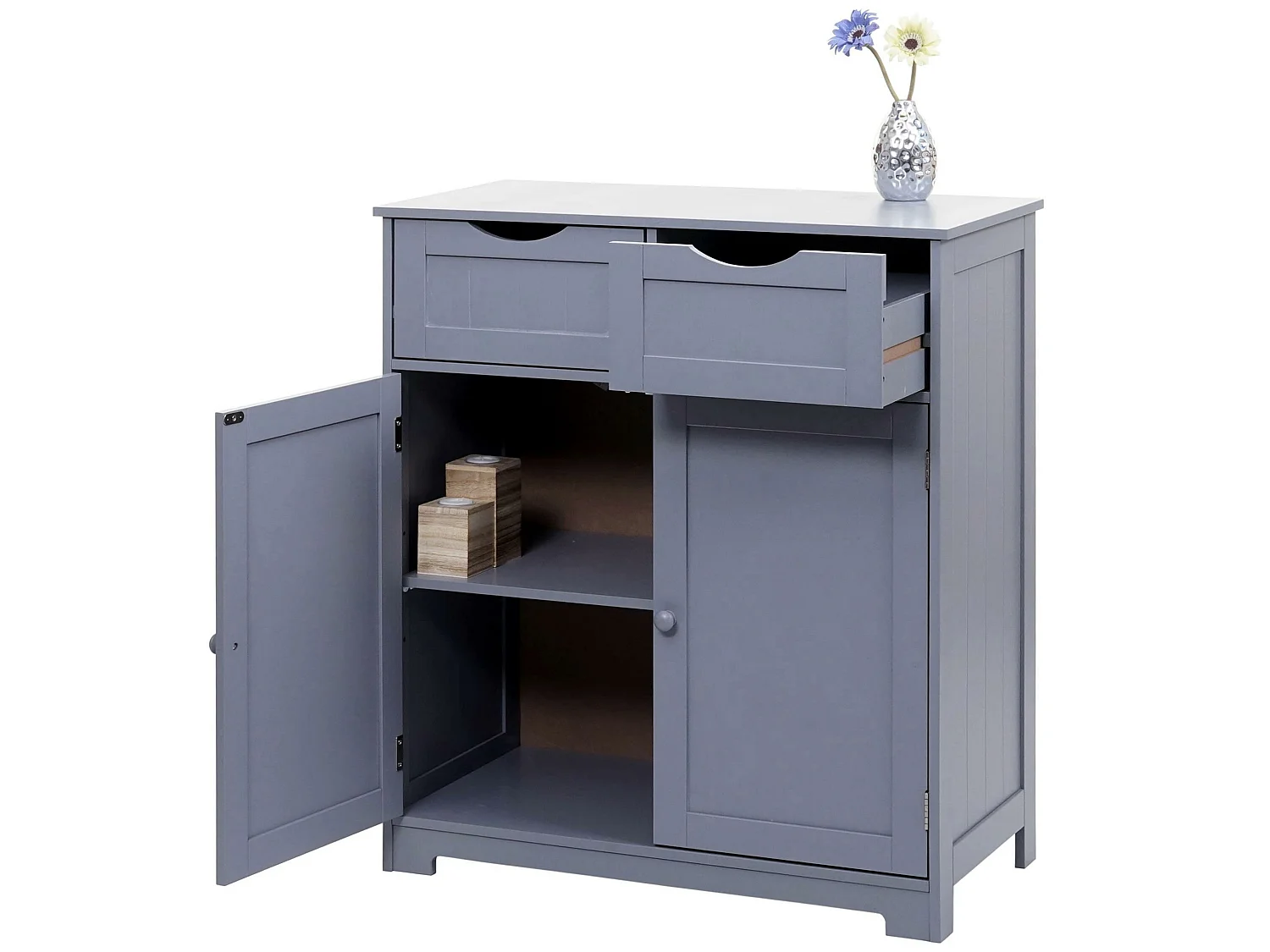 Commode MCW-B65 2 tiroirs 2 portes,  gris
