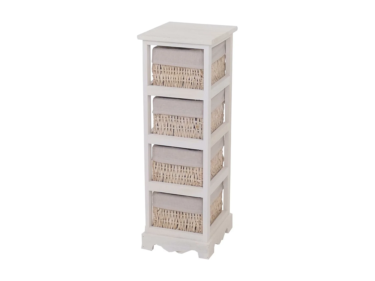 Cómoda com 4 gavetas para cestos,  branco