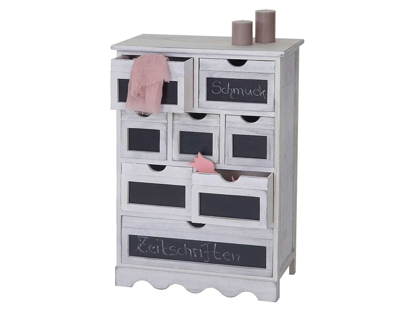 Commode Venlo avec tableau noir look shabby,  blanc
