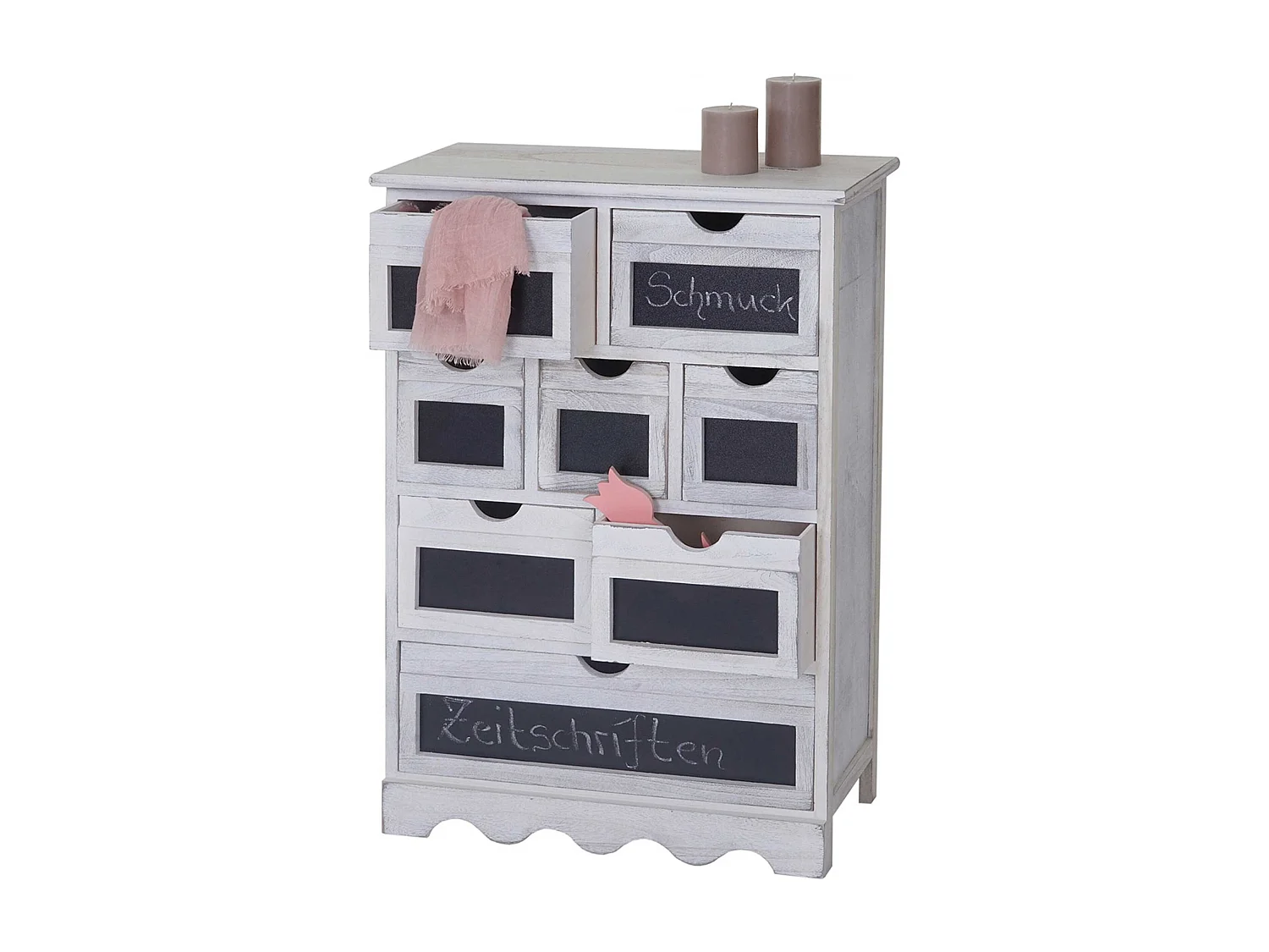 Kommode Venlo mit Tafel Shabby-Look, Weiß