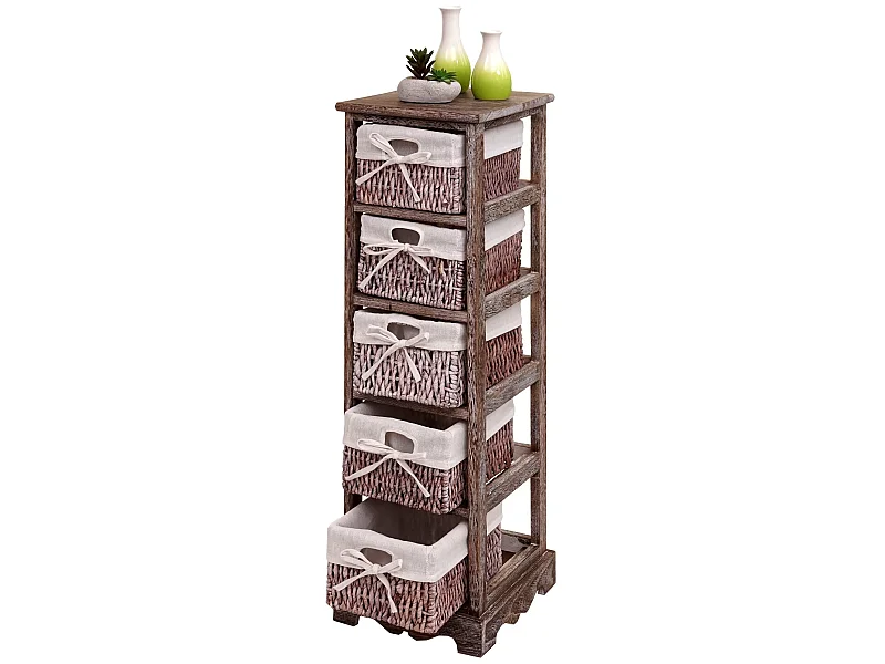 Komoda z 5 szufladami koszykowymi,  brązowy