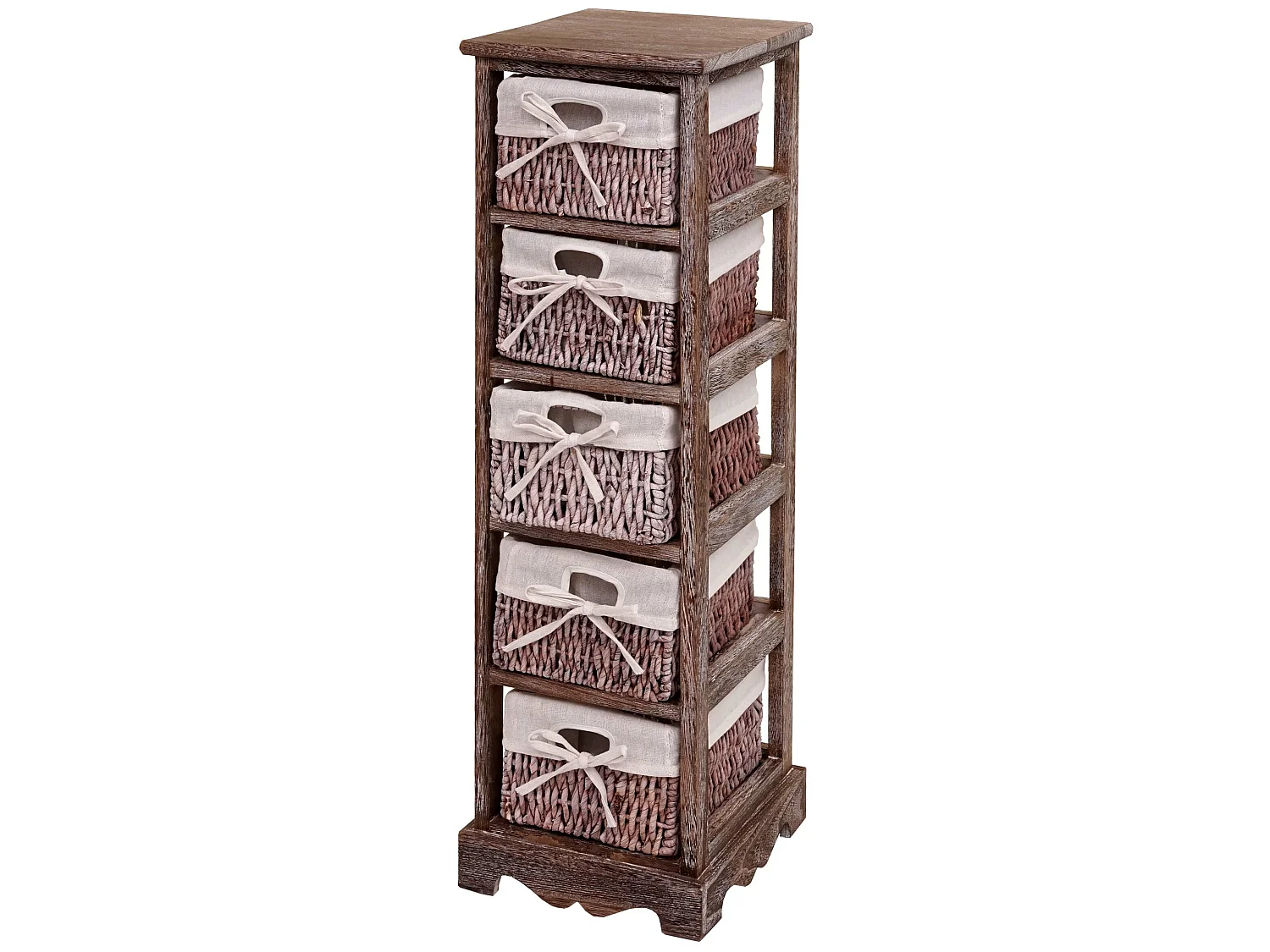 Étagère Commode avec 5 tiroirs en osier,  marron