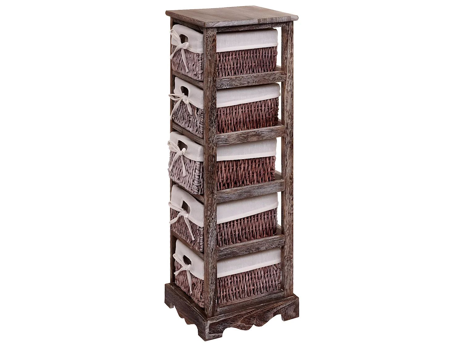 Étagère Commode avec 5 tiroirs en osier,  marron