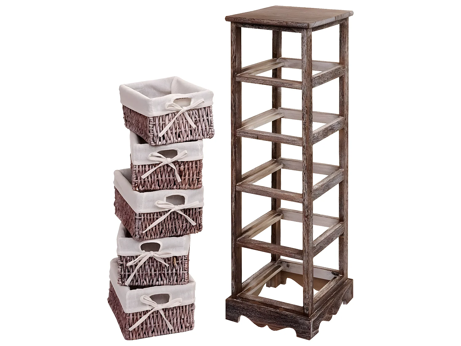 Étagère Commode avec 5 tiroirs en osier,  marron