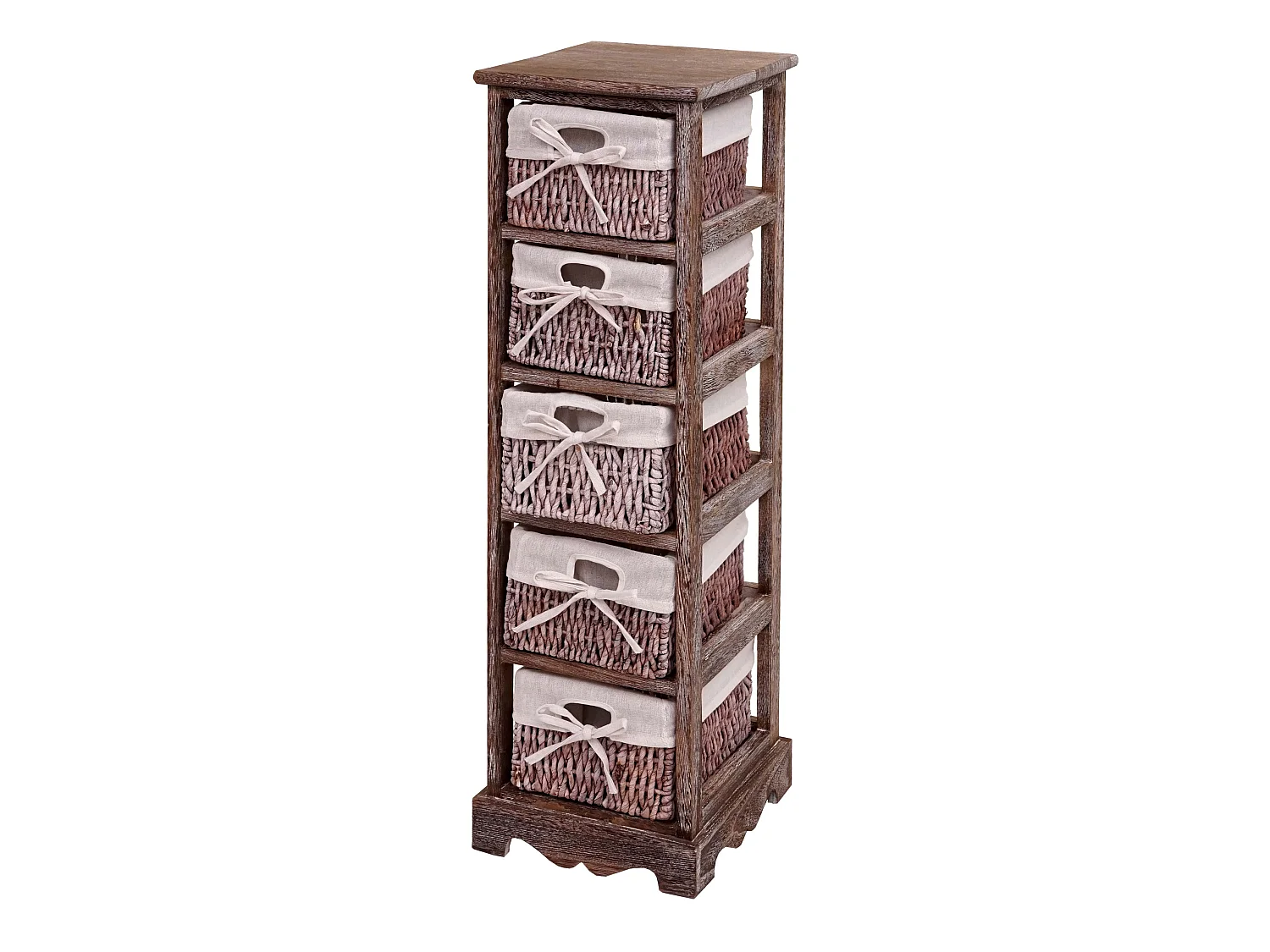 Regal Kommode mit 5 Korbschubladen, Braun