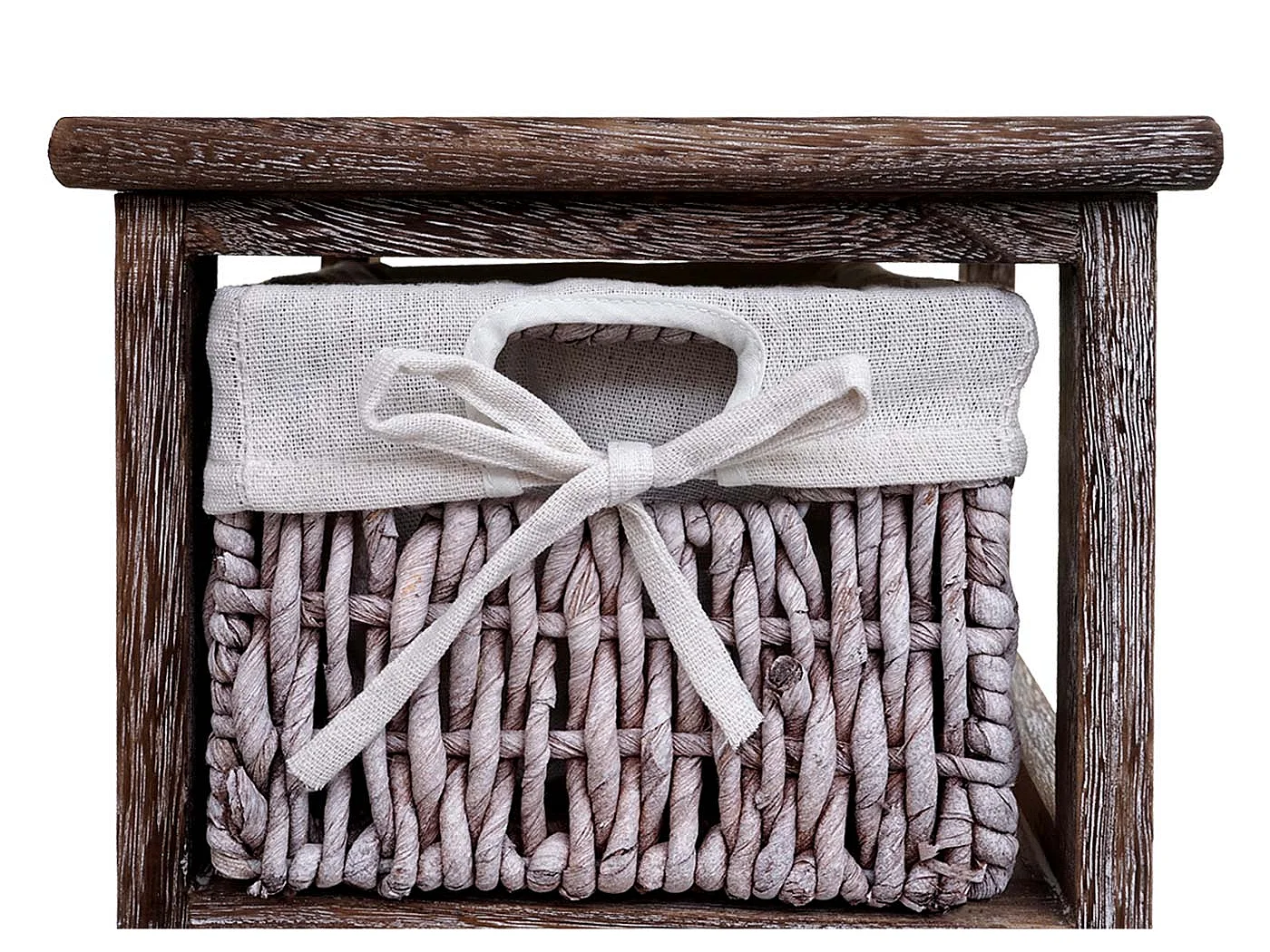 Regal Kommode mit 5 Korbschubladen, Braun